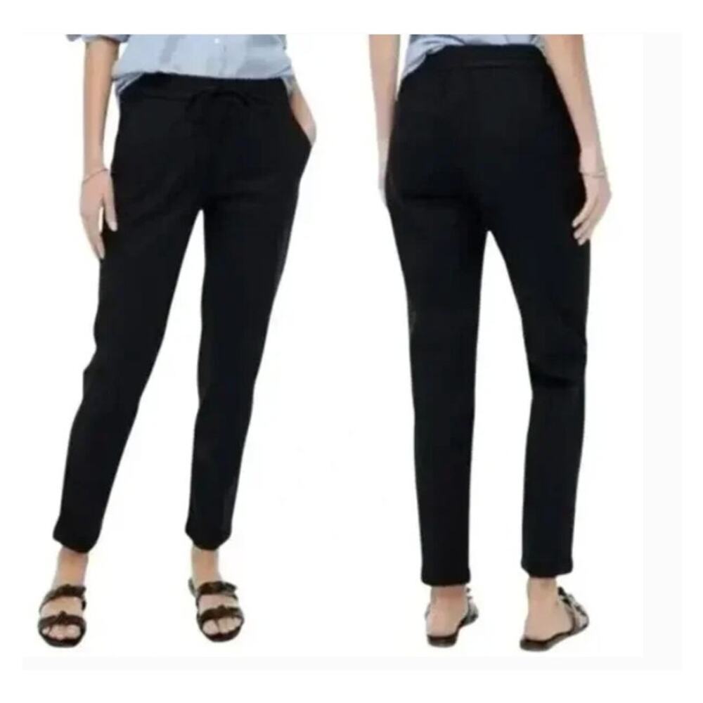 J. Crew linen cotton blend drawstring pant women's 12 pull on black ankle